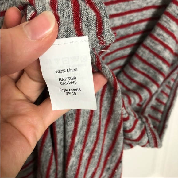 Madewell gray and red striped linen top. Sz Medium - Picture 4 of 7